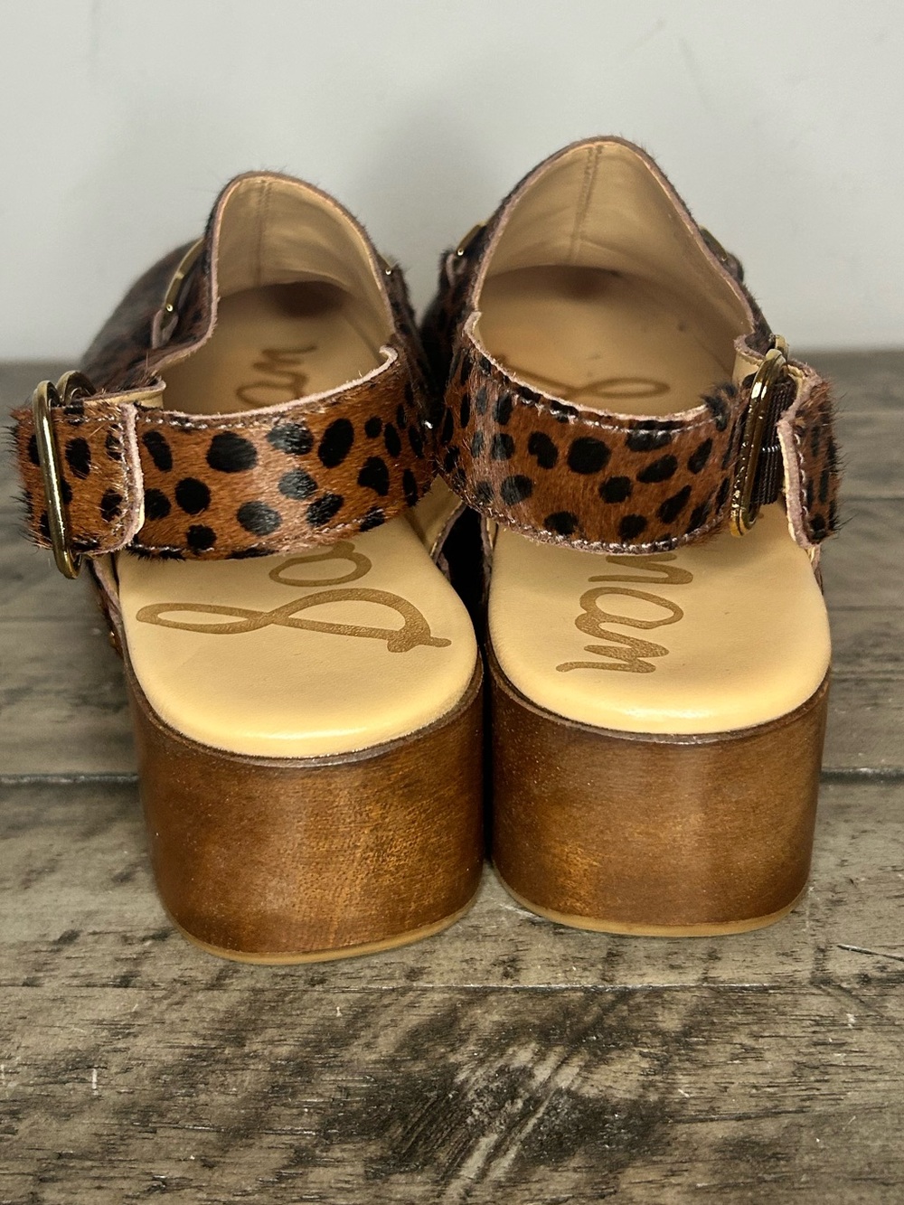 Sam Edelman Hilda Leopard Print Slingback Clog with Studded Wood Heel - Picture 5 of 7